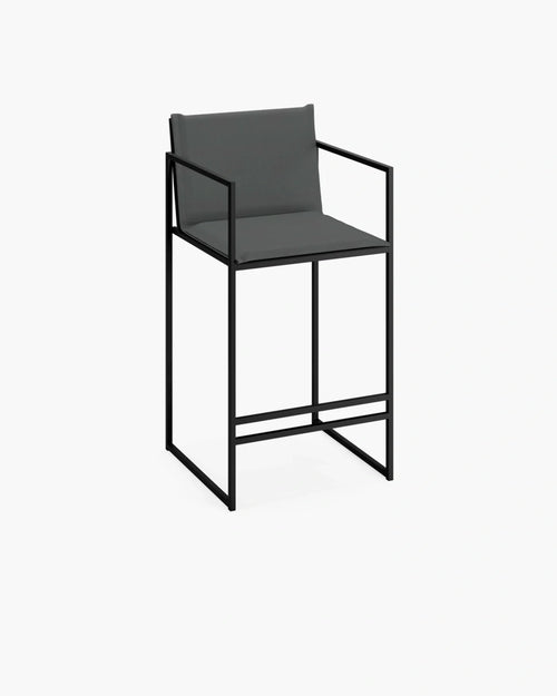 Bruno outdoor bar stool in black with onyx acrylic, combining elegance and function for modern outdoor living.