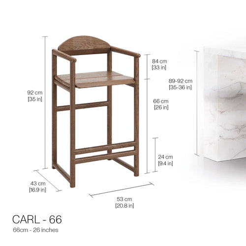 Tabouret de bar Carl - Chêne foncé