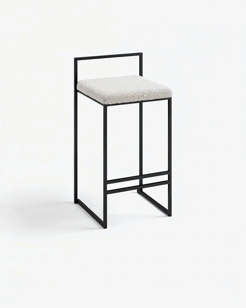 Tabouret de bar Freja - Noir - Bouclé Ivory