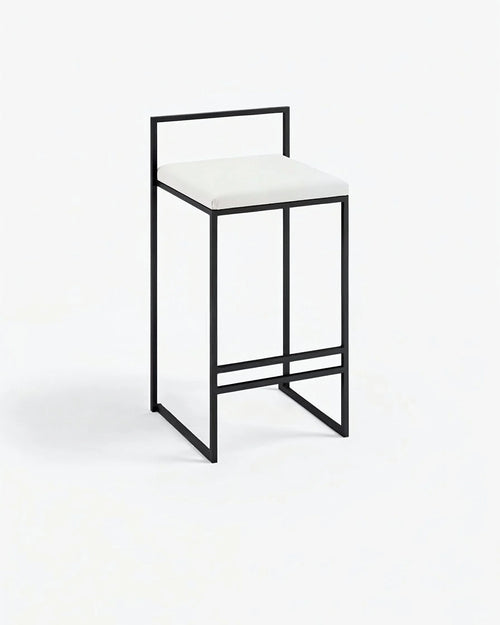Tabouret de bar Freja - Noir - Cuir Ivory