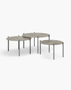 Leo coffee table large set in black with Grigio dekton, featuring three minimalist circular tables for modern interiors.