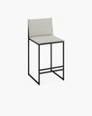 Philip outdoor bar stool in black with marble acrylic design, ideal for minimalistic outdoor living spaces.