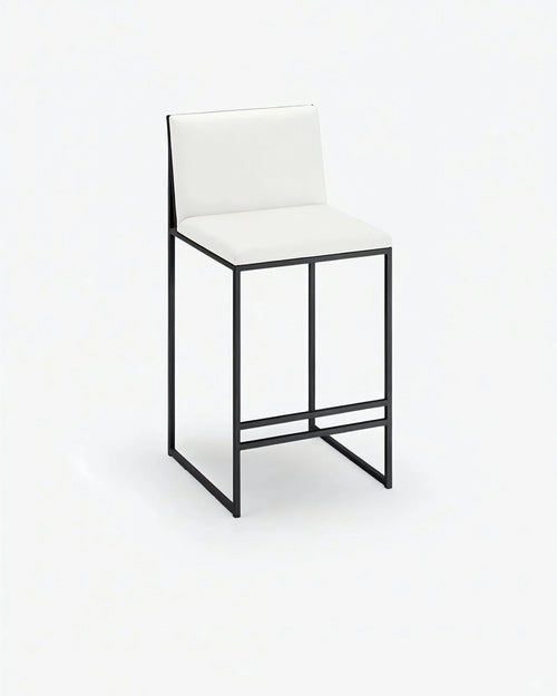 Tabouret de bar Philip - Noir - Cuir ivoire