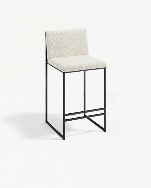 Tabouret de bar Philip - Noir - Bouclé ivory