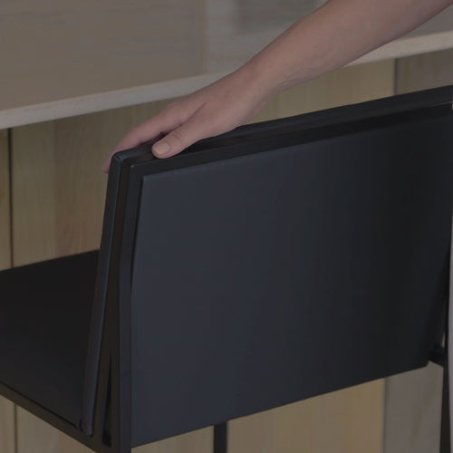 Tabouret de bar Philip - Noir - Cuir ivoire