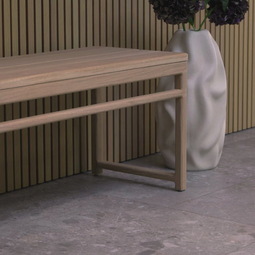 Wilma wood bench - Oak - Ivory bouclé