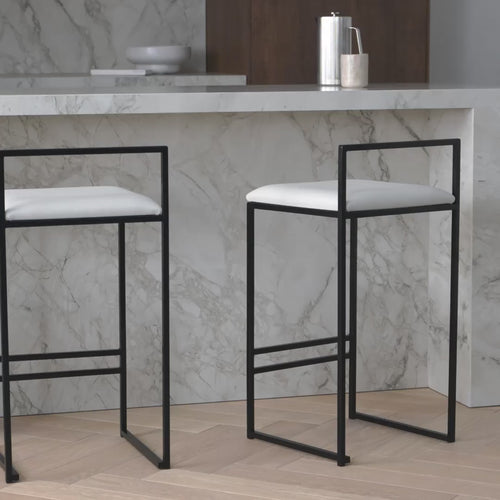 Tabouret de bar Freja - Noir - Cuir Ivory