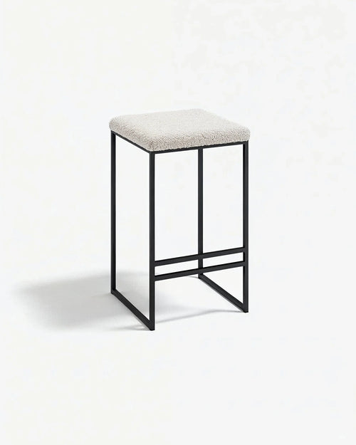 Svea Bar stool - Black - Ivory bouclé