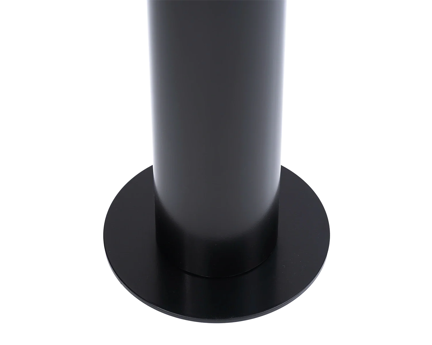 Thomas Candle holder base detail in black steel with circular foot for stability and minimalist elegance | by Crea