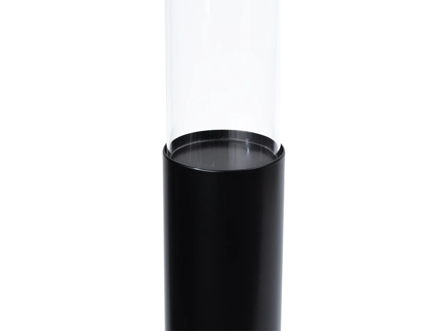 Thomas Candle holder top detail featuring cylindrical glass and matte black steel holder for a modern Scandinavian look | by Crea.