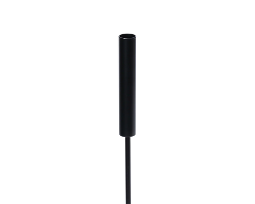 Vera Candleholder top detail showing the cylindrical black steel holder designed to fit a standard taper candle | by Crea.
