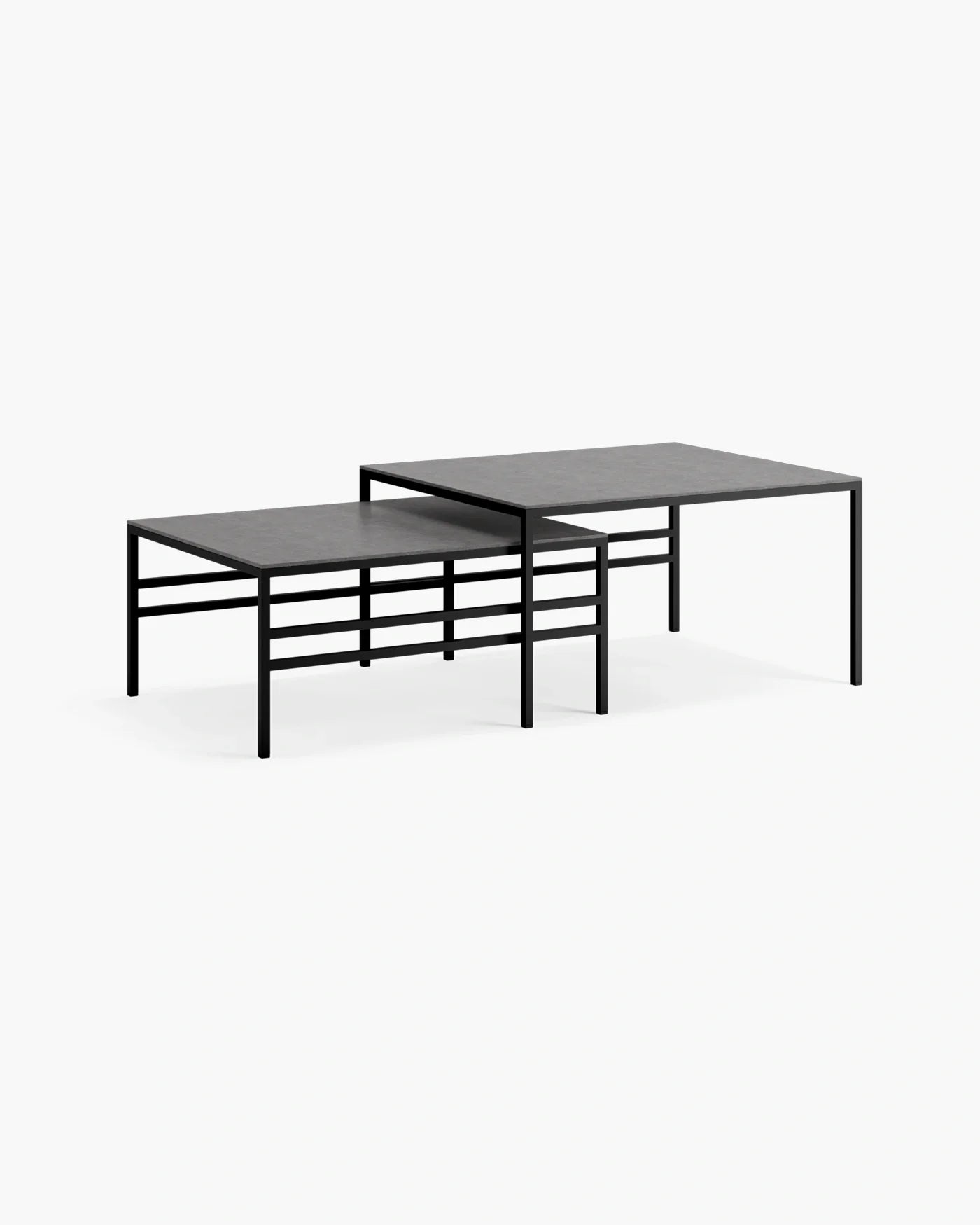Anton Coffee table set - Small size - Black frame with Grafite Dekton top - Modern and stylish design.