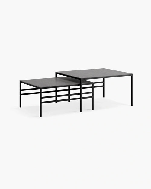 Anton Coffee table set - Small size - Black frame with Grafite Dekton top - Modern and stylish design.