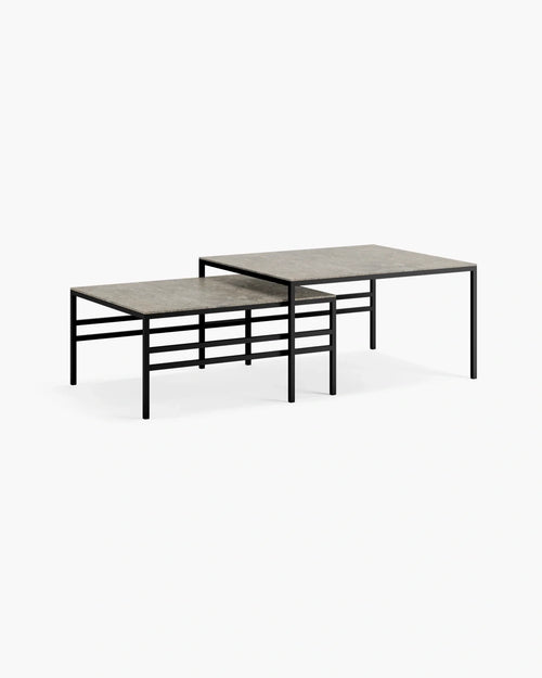 Anton Lounge table small set in black with Grigio dekton top, perfect for elevating your living space.