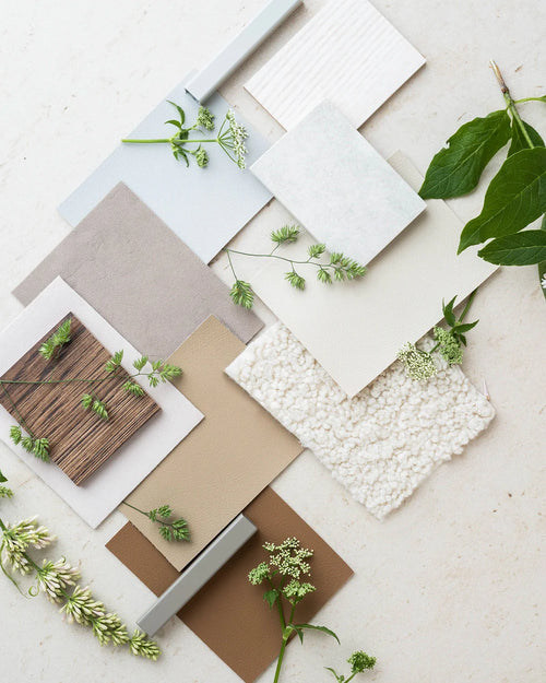Luxury Sample Box featuring various textures and colors, showcasing samples for design inspiration and commitment guidance.