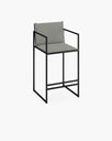 Bruno outdoor bar stool with sleek black frame and grey cushion, perfect for summer moments in your outdoor space.