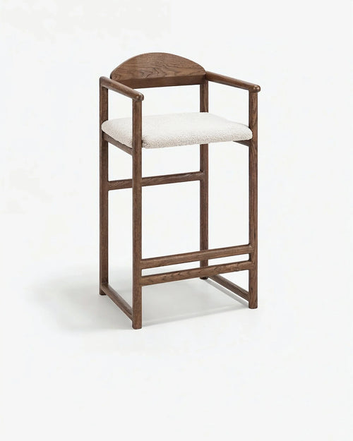 Carl Bar stool - Dark oak - Ivory bouclé