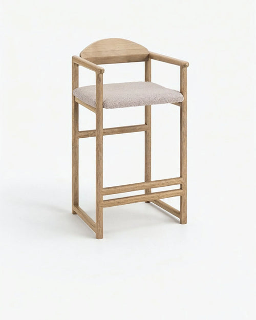 Carl Bar stool - Oak - Greige bouclé
