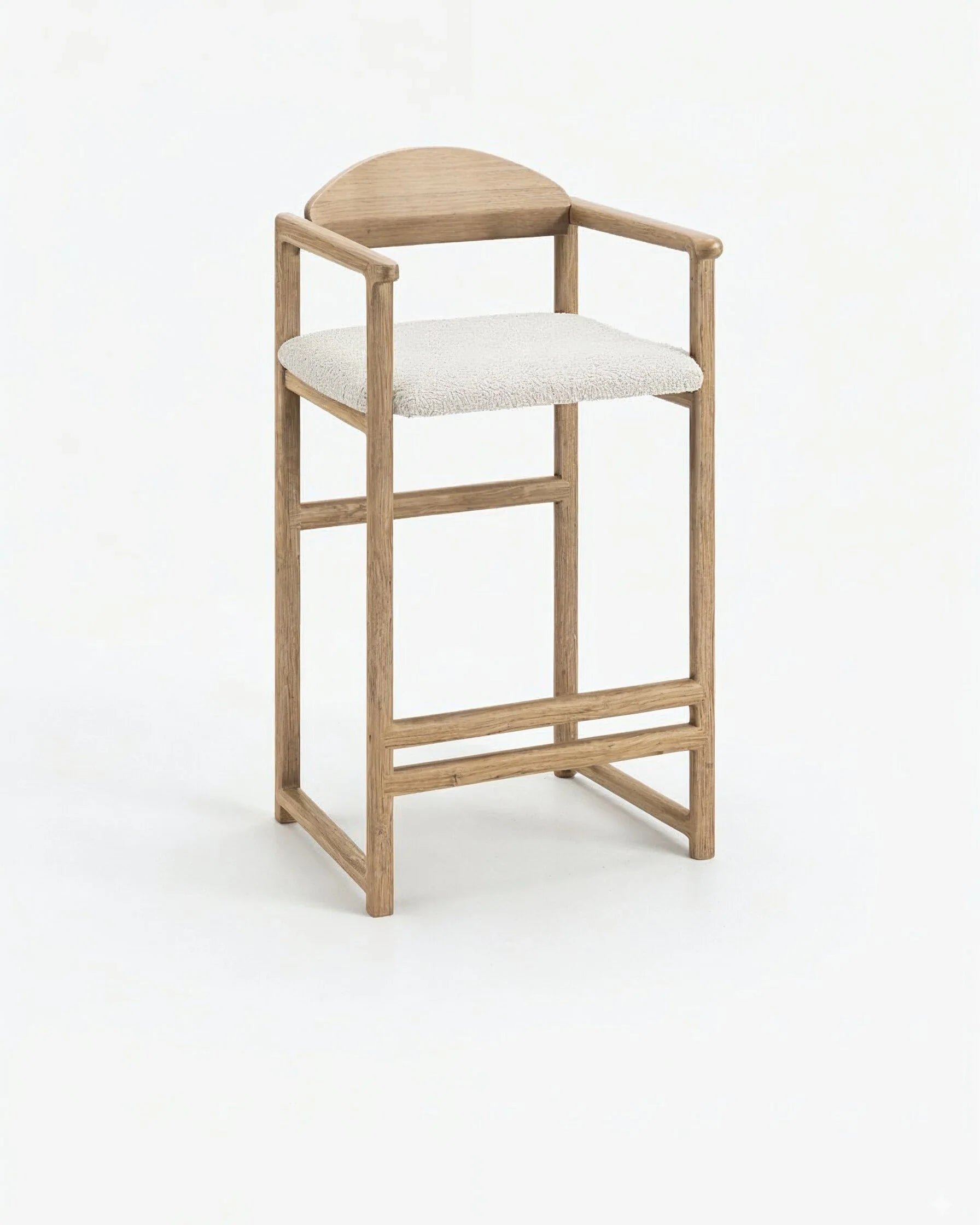 Carl Bar stool - Oak - Ivory bouclé