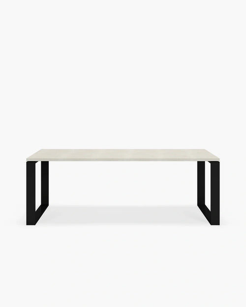Diana Outdoor Dining Table featuring sleek Scandinavian design with a minimalist black frame and elegant surface.