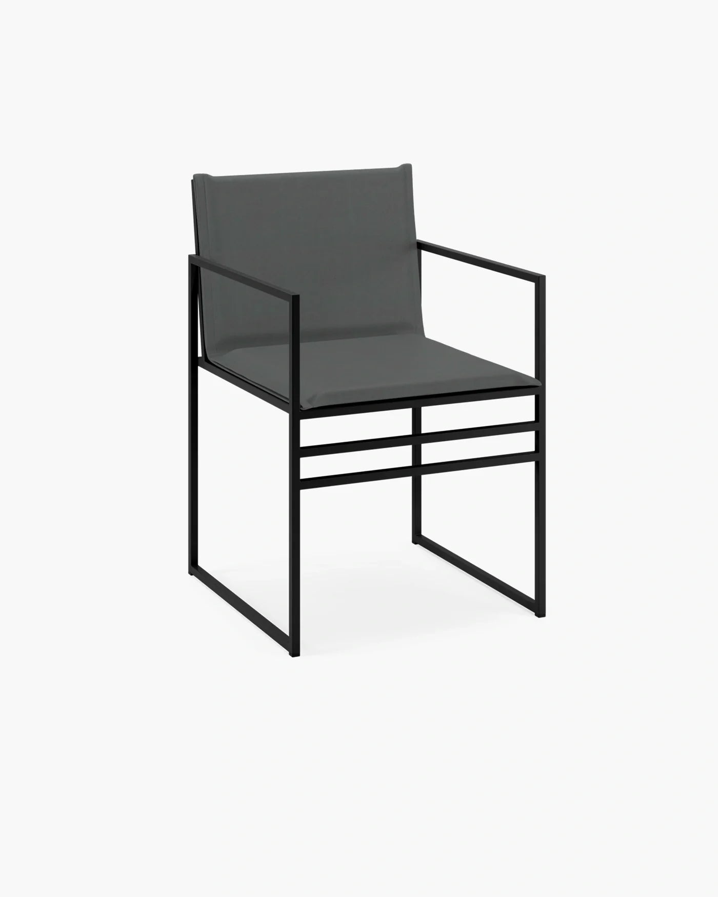 Elsy outdoor chair featuring a black frame and onyx acrylic, designed for elegance and comfort in contemporary spaces.