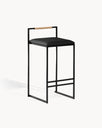 Tabouret de bar Freja - Noir - Cuir Jade black - Latte
