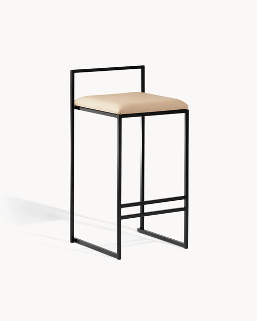 Tabouret de bar Freja - Noir - Cuir latte