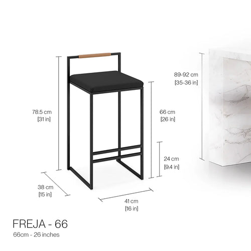Tabouret de bar Freja - Noir - Cuir Jade black