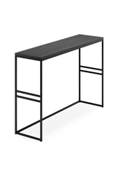 Front view of modern sideboard in black frame with clean lines and soft-close drawers, crafted in solid oak with a matte finish.