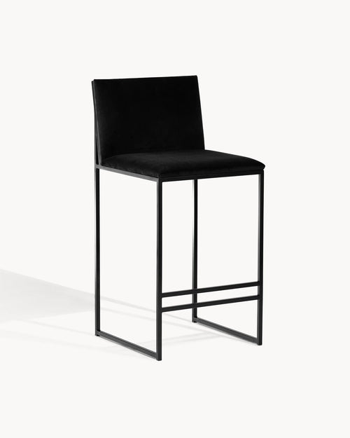Tabouret de bar Philip - Noir - Velours Jade black