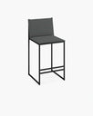 Philip outdoor bar stool in black with onyx acrylic cushion for stylish outdoor seating.