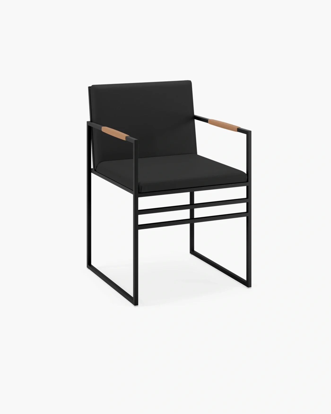 Sella dining chair in black with jade leather seat and coffee bean accents, perfect for stylish dining rooms.