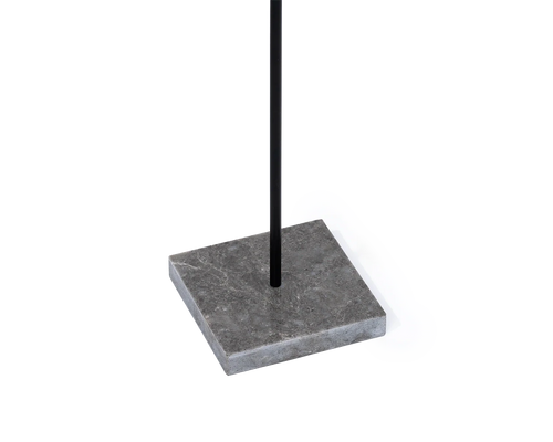 Vera Candleholder foot detail featuring a square Caesarstone base with black powder-coated steel rod | by Crea.