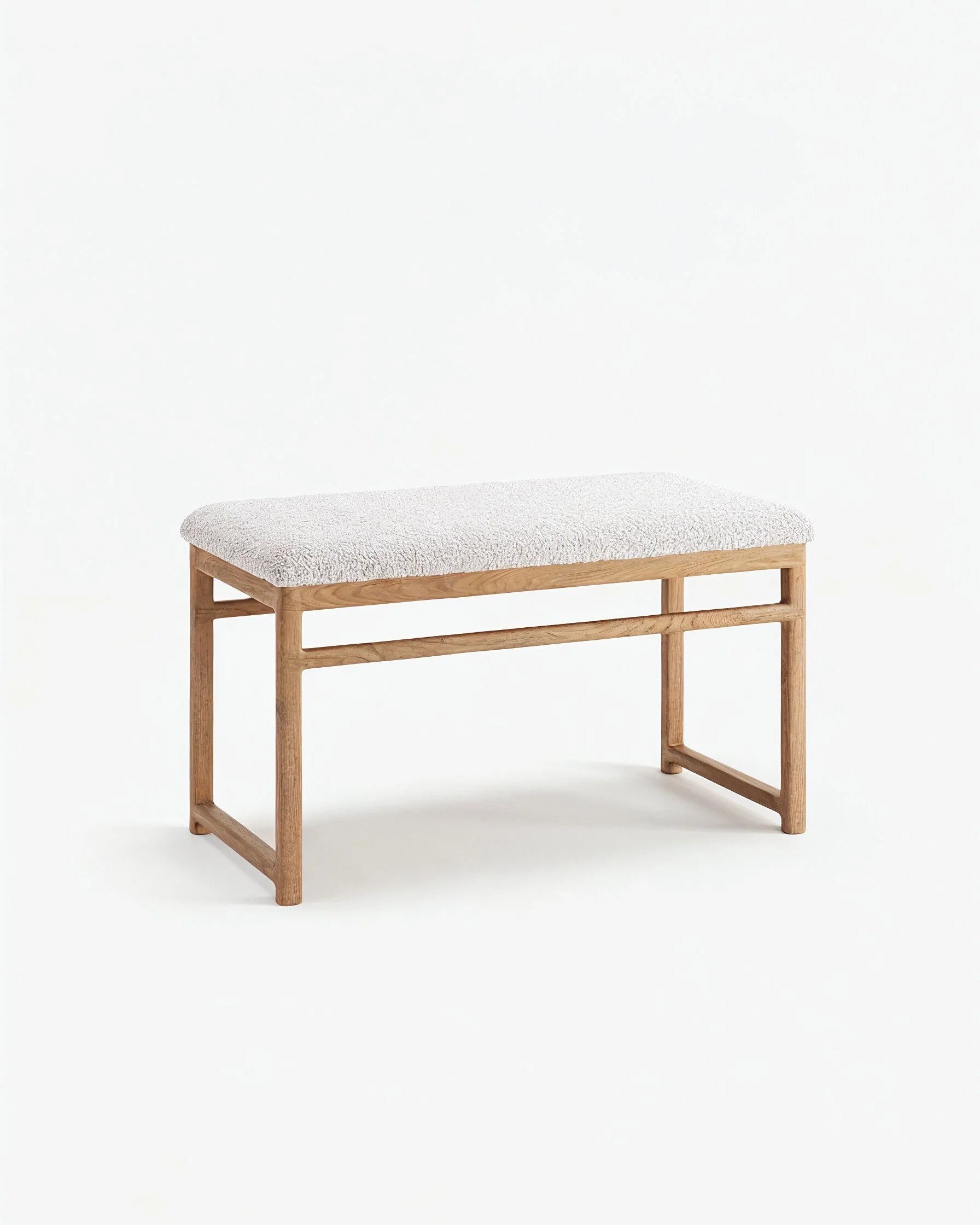 Wilma wood bench - Oak - Ivory bouclé