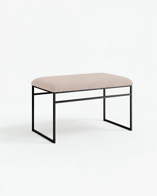 Wilma Bänk - Svart  - Greige bouclé