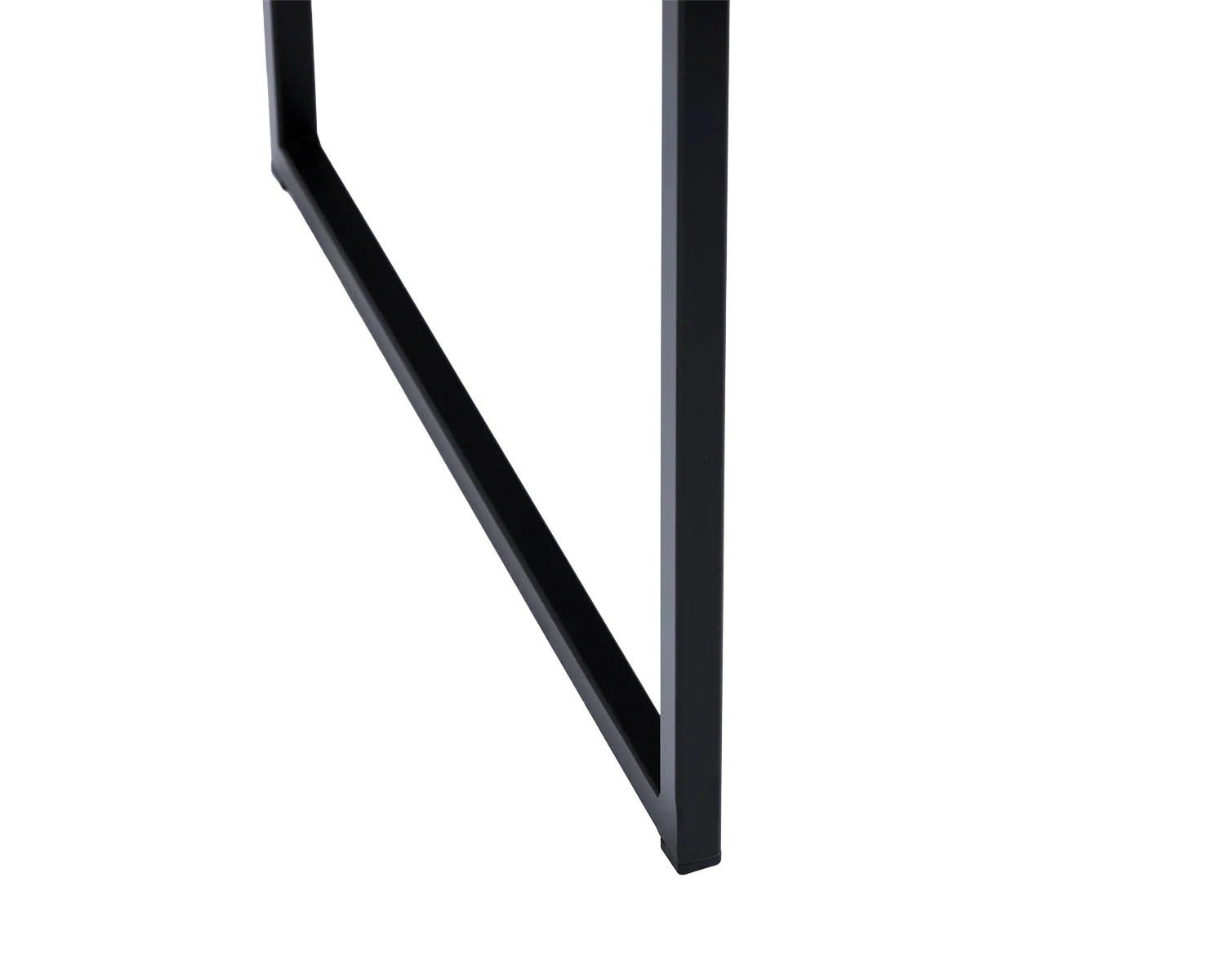 Wilma Steel Bench foot detail showing angular black powder-coated steel frame | by Crea.