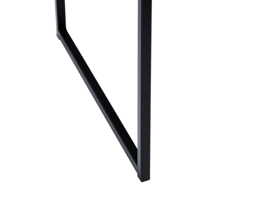 Wilma Steel Bench foot detail showing angular black powder-coated steel frame | by Crea.