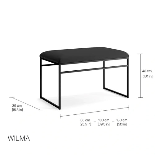 Wilma Bench - Black - Latte leather